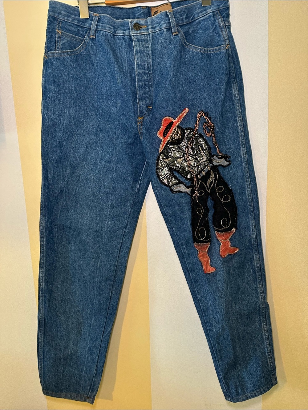 Vtg 80s Cobra Made in Italy Cowboy Graphic Jeans 3D Lasso High Waist 33x28⁠